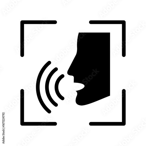 Voice Recognition Icon Vector Illustration Glyph Version