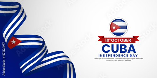 Cuba flag for independence day banner background with waving ribbon flag