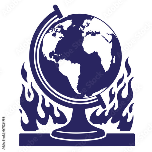 Burning globe depicting global warming and climate change conceptual representation