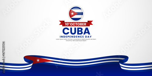 Cuba flag for independence day banner background with waving ribbon flag