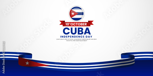 Cuba flag for independence day banner background with waving ribbon flag