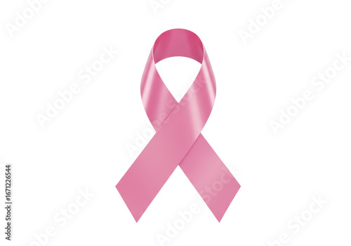 Isolated pink awareness ribbon for breast cancer, symbol of hope, unity and solidarity