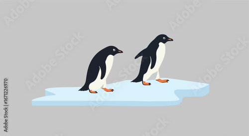 Two penguins on ice