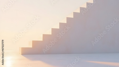Minimalist White Steps Sunrise Background Abstract Architecture