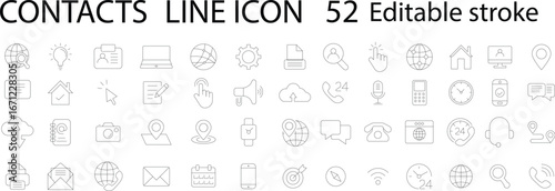 Contacts Line Icon icon set. Editable stroke.	