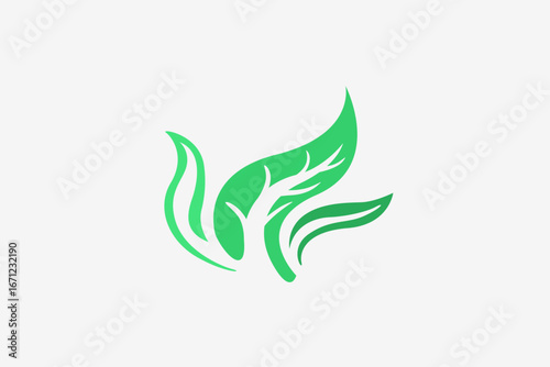 Three green leaf modern logo