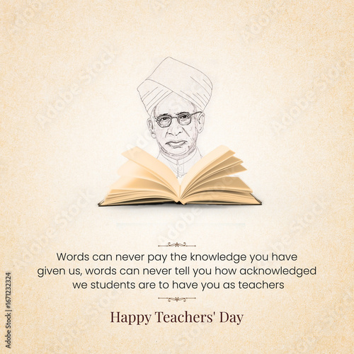 Quadro su tela 5 September, Happy Teacher's Day with Sarvepalli radhakrishnan,