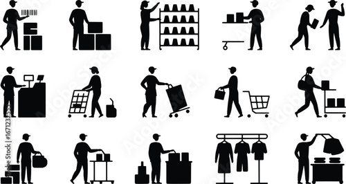 Diverse people engaged in shopping activities modern retail environment diverse shopping scenarios