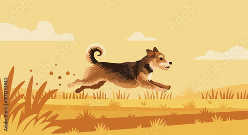 Leaping Shiba on beige field
