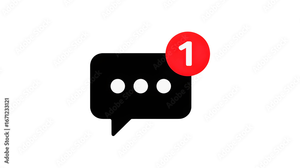 Fototapeta premium New message notification alert with unread count on dark background