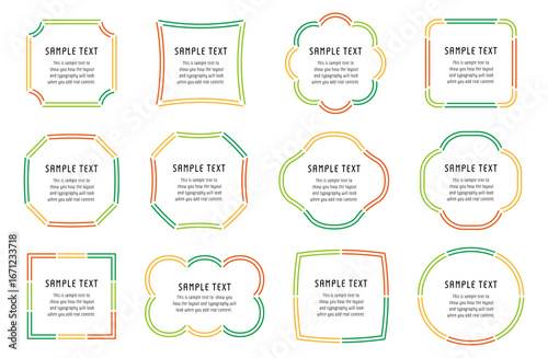 フレーム　二重線　イラスト　ベクター　バリエーション　シンプル　あしらい　装飾　飾り　囲み　セット