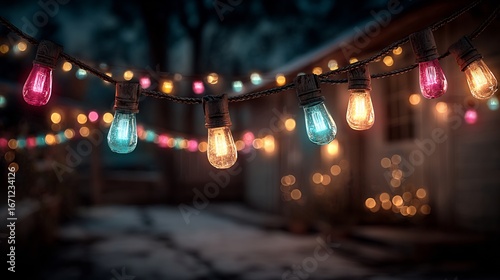 Christmas colorful glowing lights bokeh sparkle garlands festive shiny pattern seasonal joyful winter decoration background celebration holiday theme