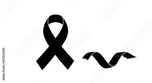 Symbolic Awareness Ribbon Representing Hope and Support for a Cause Isolated on Transparent Background