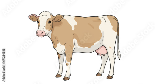 Adorable Dairy Cow Standing Gracefully Isolated on Transparent Background Farm Animal