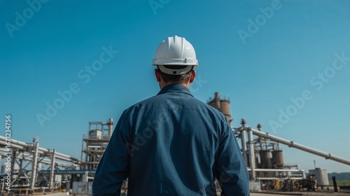 Industrial Worker at Plant - Safety and Operations in Energy Sector.