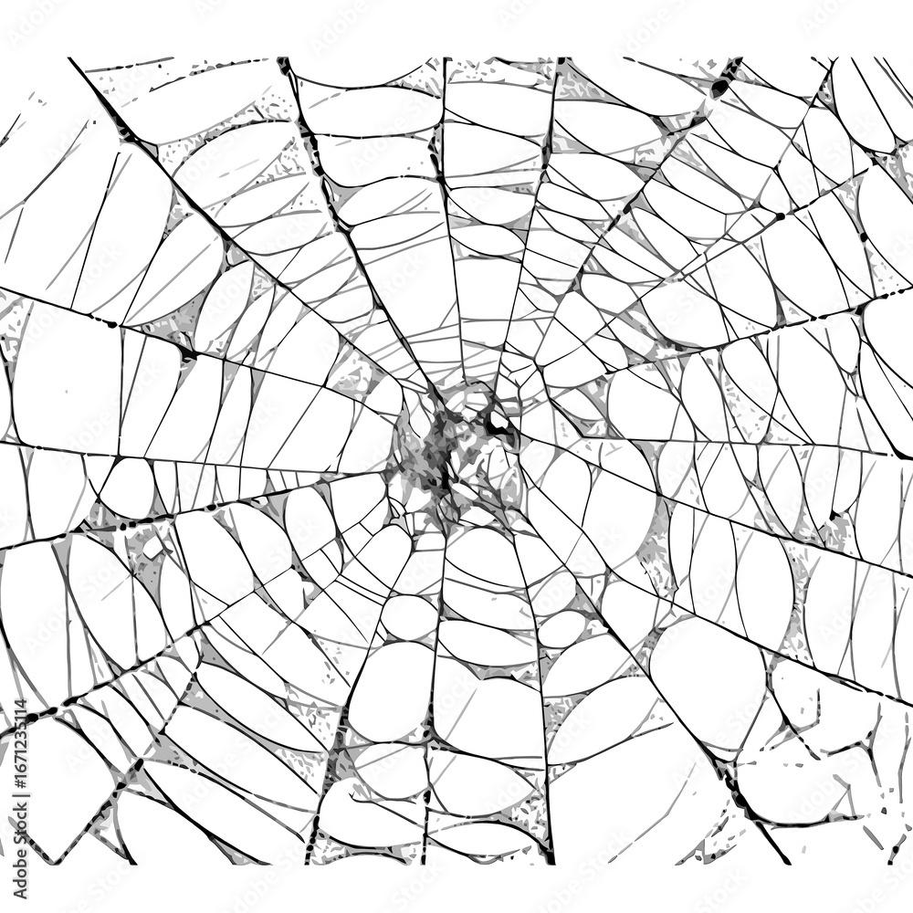 Obraz premium A dangerous black arachnid's intricate cobweb creates a scary silhouette in nature