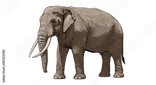 Majestic African Elephant Herd Grazing peacefully in savannah savanna grassland isolated on transparent background