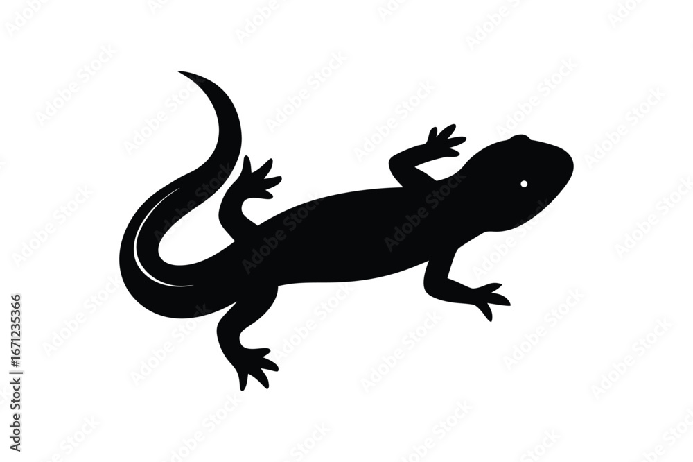 Naklejka premium Newt Silhouette vector illustration, Set of Newt Silhouette vector illustration