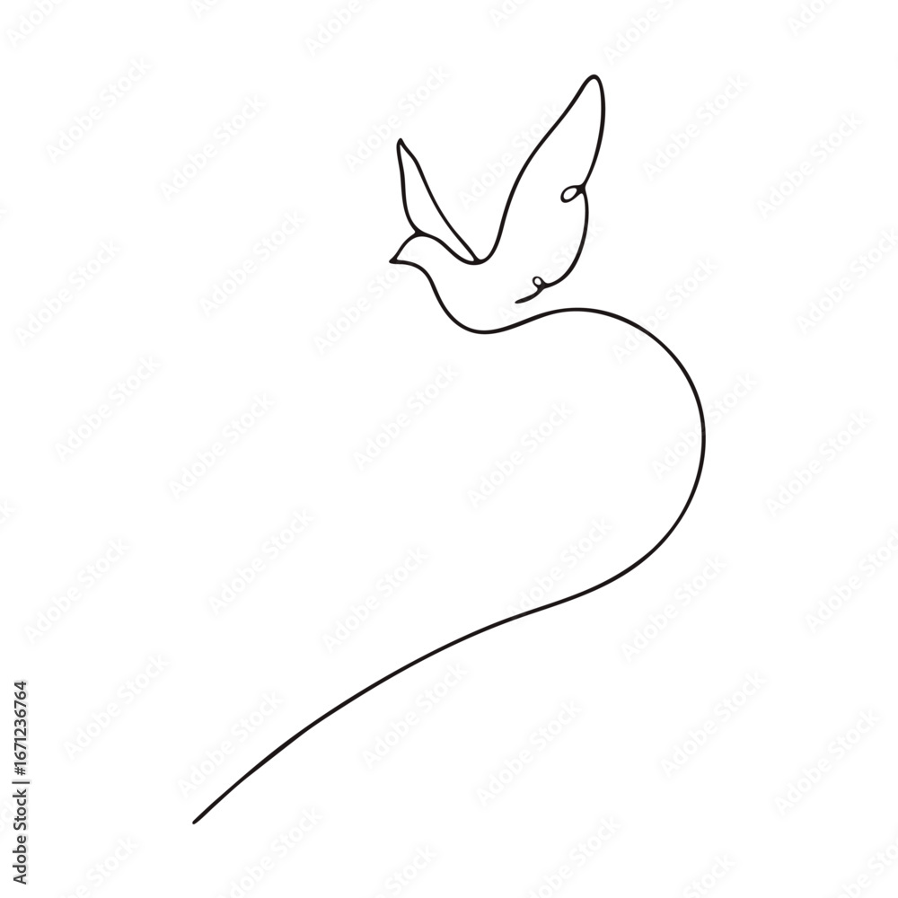 Naklejka premium Pigeon vector lineart illustration. One Line style drawing. pigeon