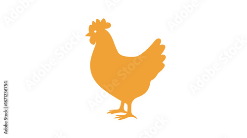 A yellow chicken silhouette stands prominently against a plain background, symbolizing farm life. The design captures a playful essence of rural living and animal husbandry.