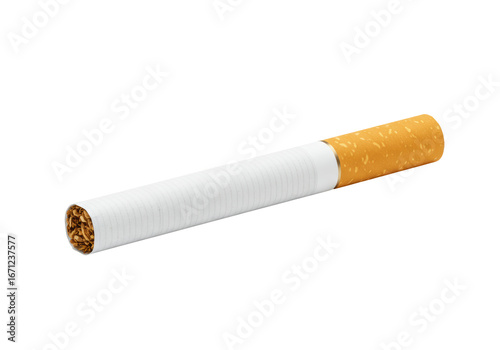Isolated Cigarette with filter still unlit ready to smoke or inhale, addiction concept