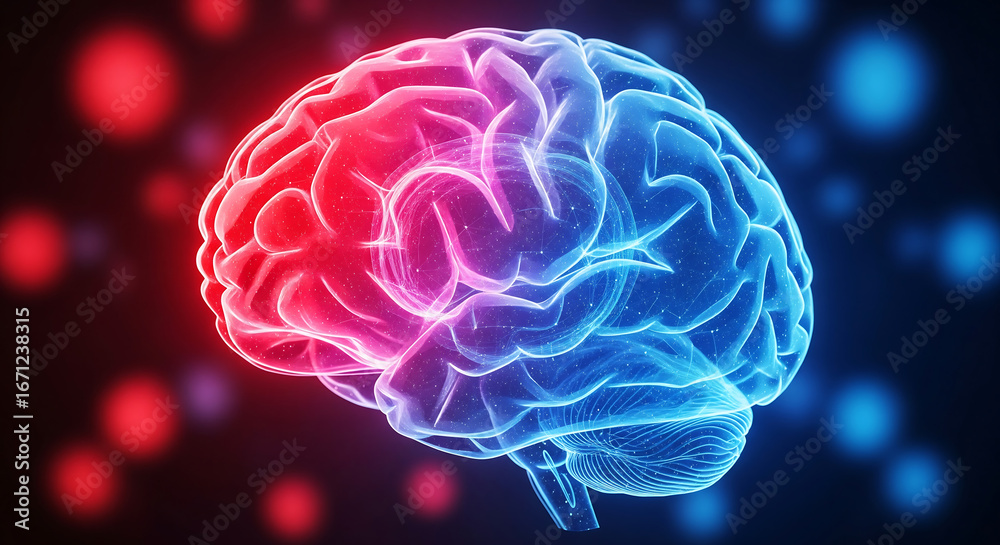 Fototapeta premium Human Brain Concept Representing Logical And Creative Thinking Artificial Intelligence And Neurological Functions