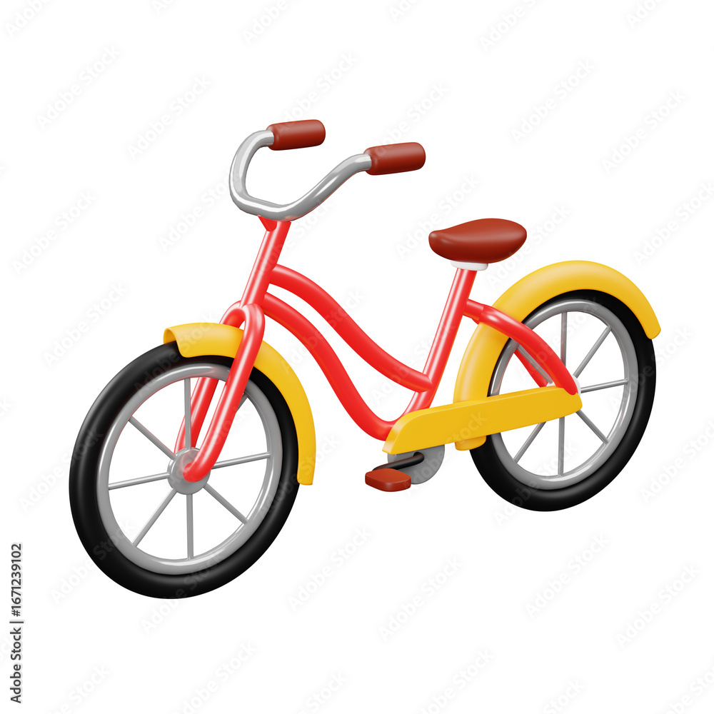 Fototapeta premium Colorful 3D Rendering of Classic Bicycle Recreation Transportation Object