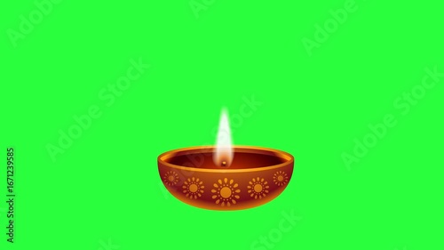 Greenscreen lamp for festival of light, happy diwali. Diya