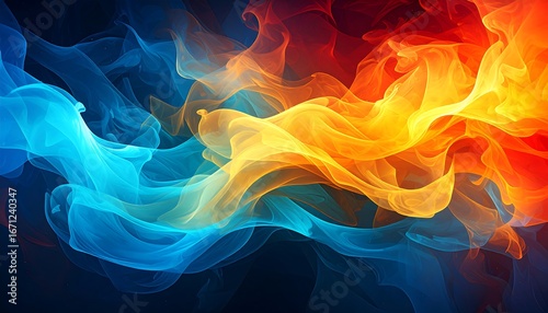 Abstract flames, blue and orange