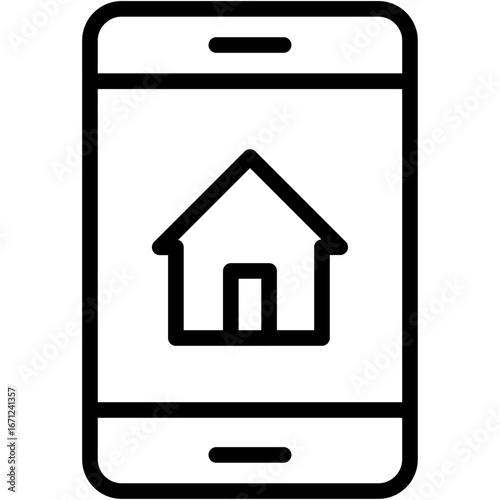 Mobile Housing App Line Icon of Co-living and Shared Housing Solutions Line Icon Set