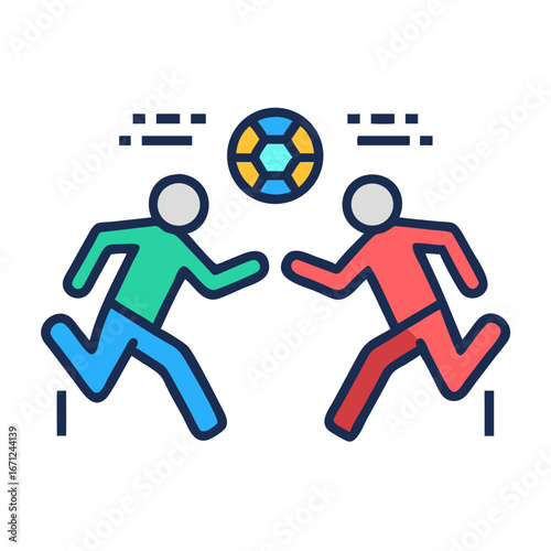 Two players competing for soccer ball illustration