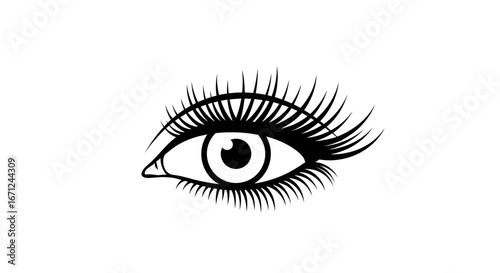 Stylized Black and White Eye with Lashes