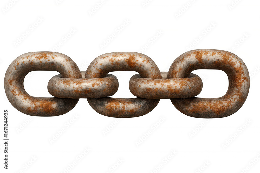 Obraz premium Rusty metal chain links connecting, showcasing industrial strength and resilience against transparent backdrop