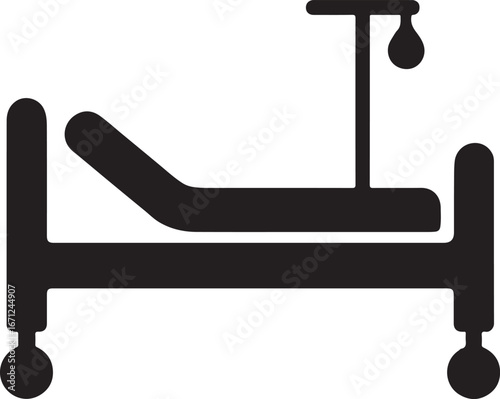 Hospital bed silhouette vector EPS, medical furniture design for patient care and healthcare use.