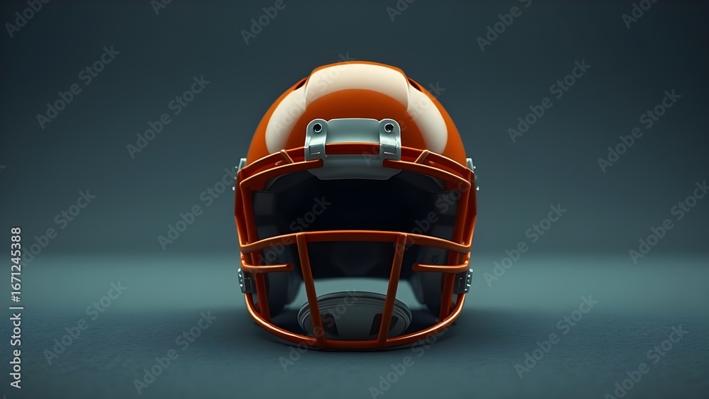 Fototapeta premium orange american football helmet isolated on gray background