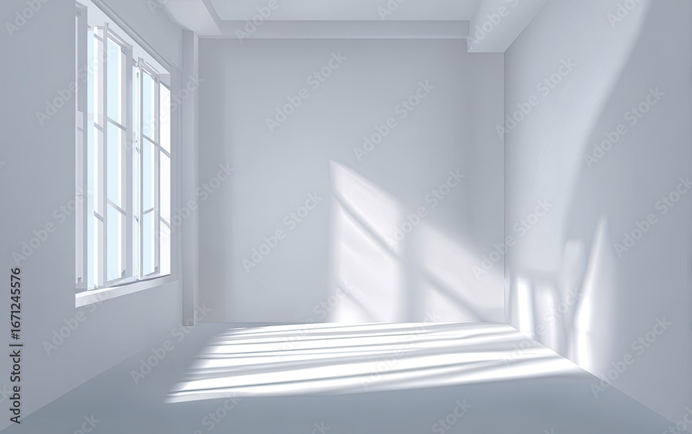 Obraz premium Empty room with sunlight streaming through a window (1)
