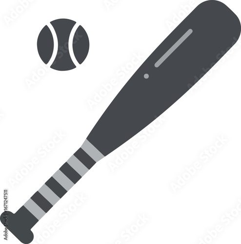 Baseball bat and ball icon great for sports graphics, team logos, social media posts, sportsthemed designs for print or web.
