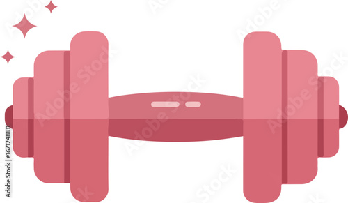 Shiny pink dumbbell ideal for fitness routines. Suitable for gym designs, workout posters, and healthrelated content. Vibrant and versatile.