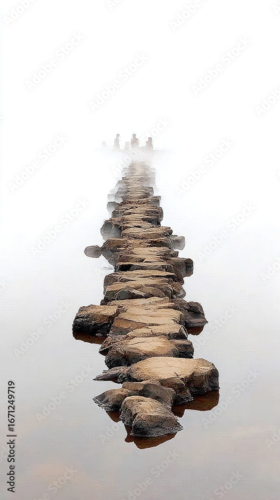 Obraz premium Misty stone path through water