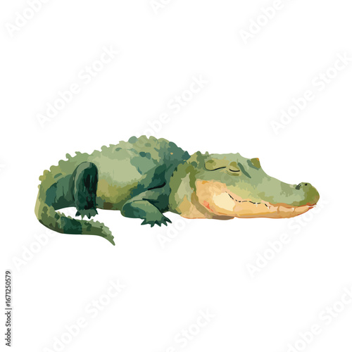 A Peaceful Painted Crocodile in a Relaxed Pose