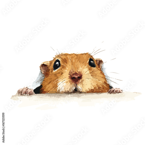 Curious Hamster Peeking Over a Surface with Adorable Expression