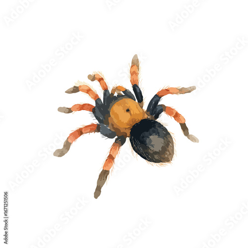 Detailed vector illustration of a vibrant orange and black tarantula
