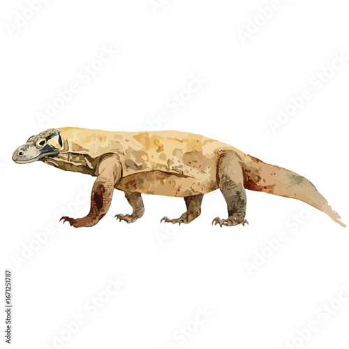 Komodo Dragon Illustration with Detailed Scales and Textured Skin