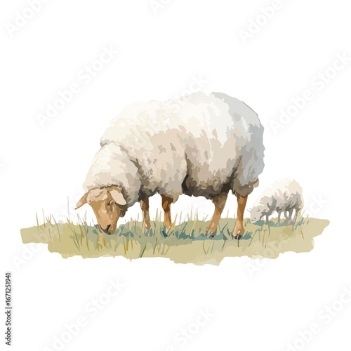 Peaceful Flock of Sheep Grazing in a Field