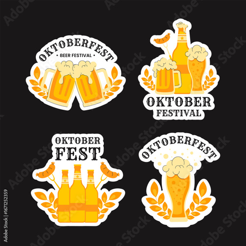 Oktoberfest Festival Label Flat Cartoon Hand-Drawn Social Media Post Template Illustration