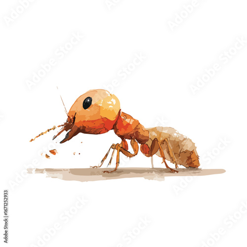 Vivid Orange Termite Illustration Side Profile Detailed Anatomy