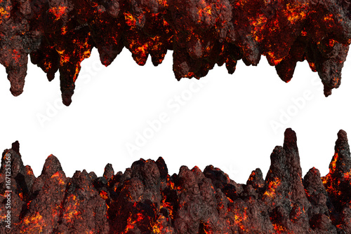 Photos lava and magma of stalactite and stalagmite with isolated on transparent backgro
