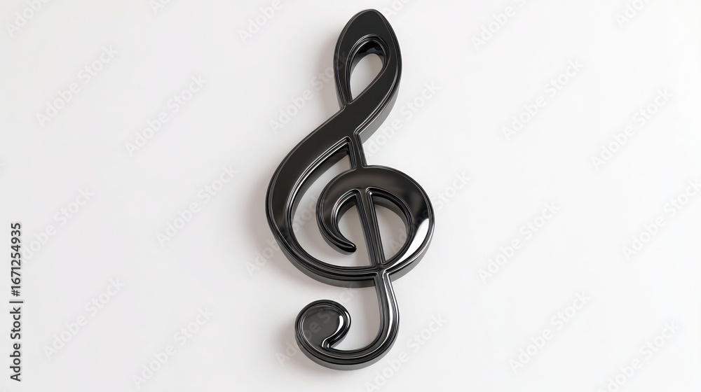 Fototapeta premium Treble clef symbol black glossy