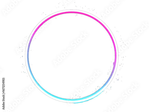 Circular frame with vibrant pink and teal gradient,  sparkly edge