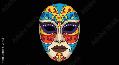 Colorful Ornate Carnival Mask with Detailed Design